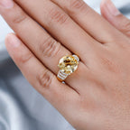 Citrine & Natural Zircon Ring in 18K Vermeil Yellow Gold Plated Sterling Silver 6.34 Ct