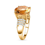 Citrine & Natural Zircon Ring in 18K Vermeil Yellow Gold Plated Sterling Silver 6.34 Ct