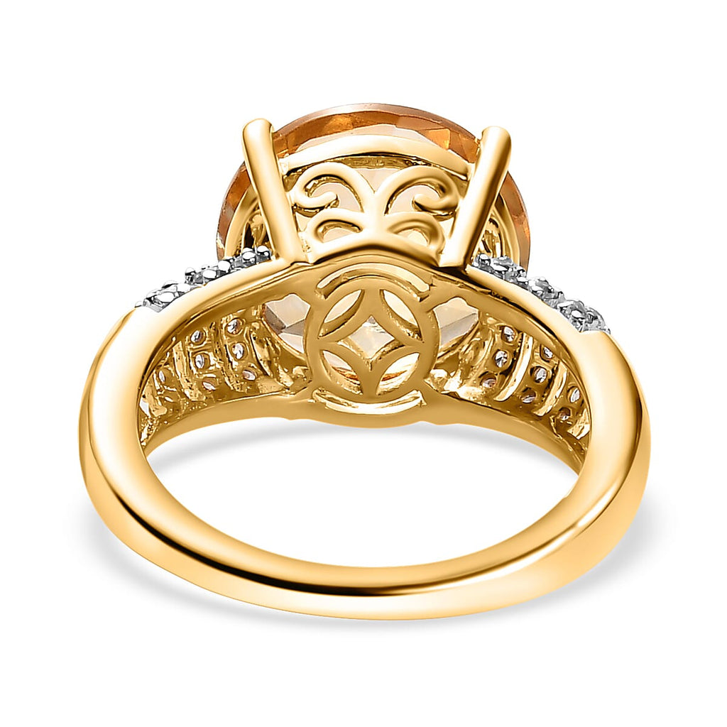 Citrine & Natural Zircon Ring in 18K Vermeil Yellow Gold Plated Sterling Silver 6.34 Ct