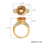 Citrine & Natural Zircon Ring in 18K Vermeil Yellow Gold Plated Sterling Silver 6.34 Ct