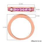 Lab Created Pink Sapphire Half-Eternity Ring in 18K Rose Gold Vermeil Plated Sterling Silver 1.20 Ct