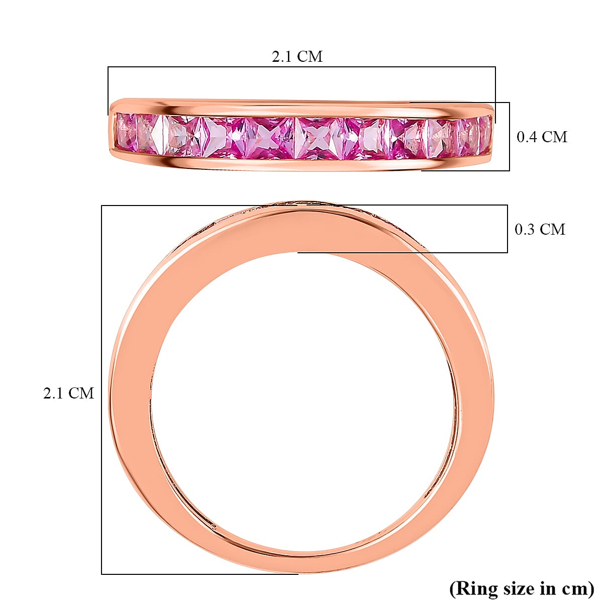 Lab Created Pink Sapphire Half-Eternity Ring in 18K Rose Gold Vermeil Plated Sterling Silver 1.20 Ct 7576949 5