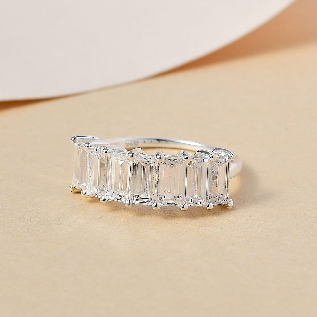 Finest CZ 7 Stone Ring in Sterling Silver 4.66 Ct.
