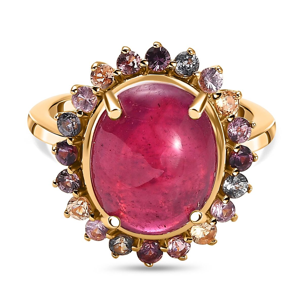 Fissure Filled Ruby and Multi Sapphire Ring in 18K Vermeil Yellow Gold Plated Sterling Silver 7508655 0