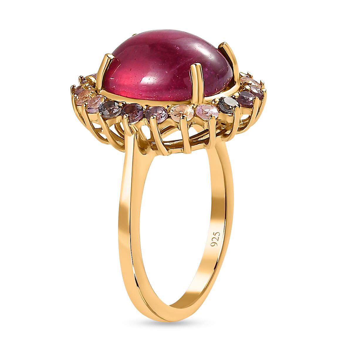 Fissure Filled Ruby and Multi Sapphire Ring in 18K Vermeil Yellow Gold Plated Sterling Silver 7508655 3