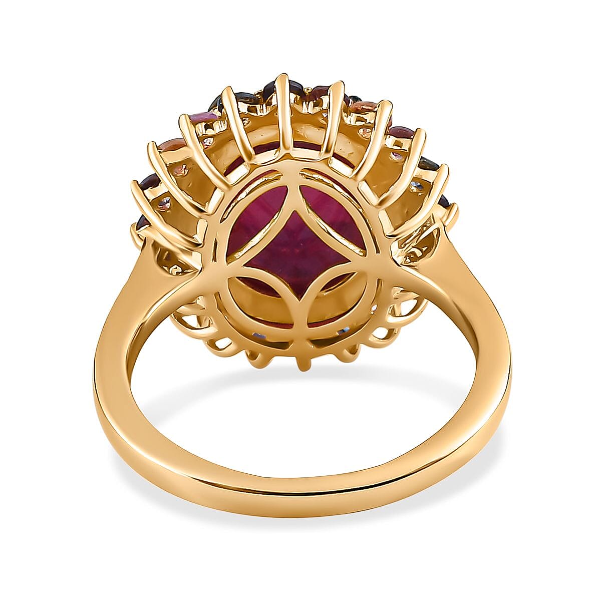 Fissure Filled Ruby and Multi Sapphire Ring in 18K Vermeil Yellow Gold Plated Sterling Silver 7508655 4