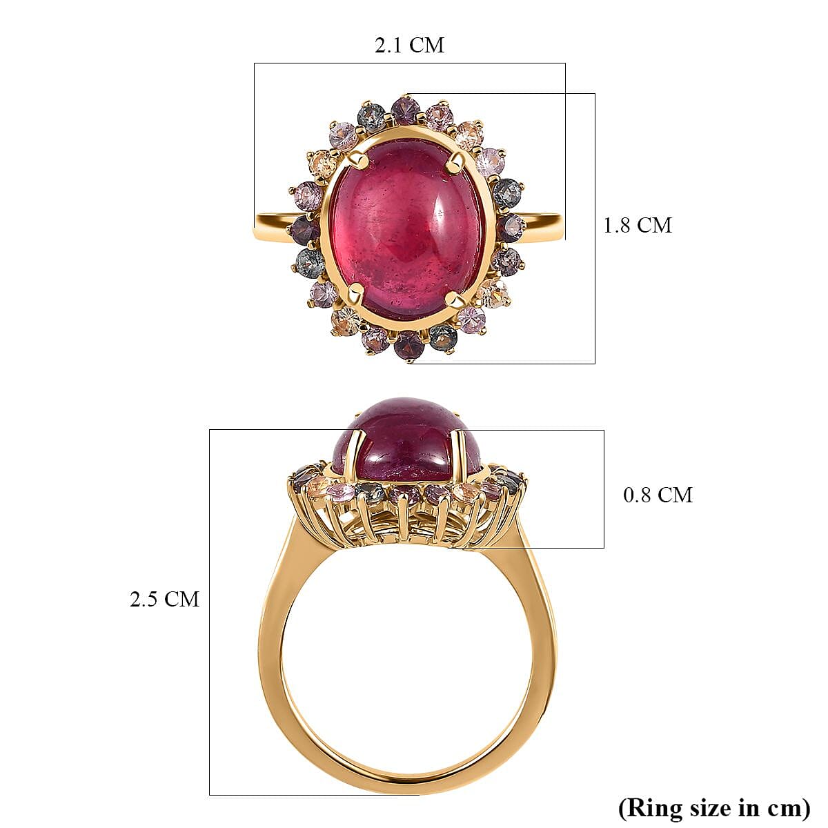 Fissure Filled Ruby and Multi Sapphire Ring in 18K Vermeil Yellow Gold Plated Sterling Silver 7508655 5