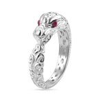 Royal Bali Collection - Ruby Naga Ring in Sterling Silver, Silver Wt 5.00 GM