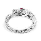 Royal Bali Collection - Ruby Naga Ring in Sterling Silver, Silver Wt 5.00 GM