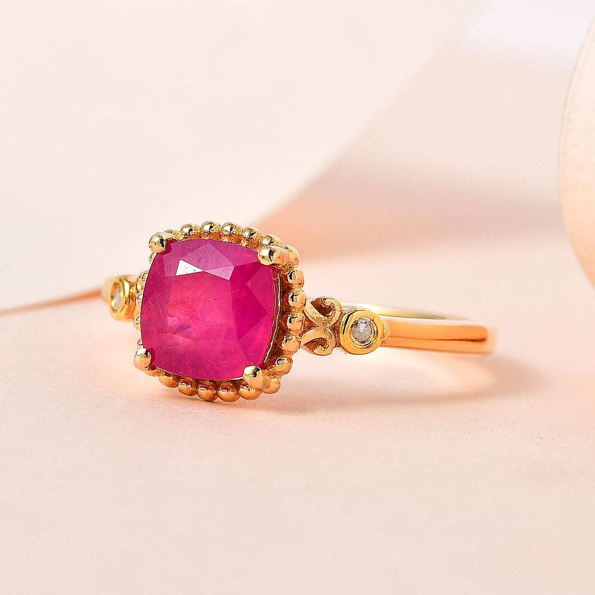 Antique Cushion Cut Premium Ruby and Diamond Ring in 18K Gold Vermeil Sterling Silver 2.32 Ct. 7578406 1