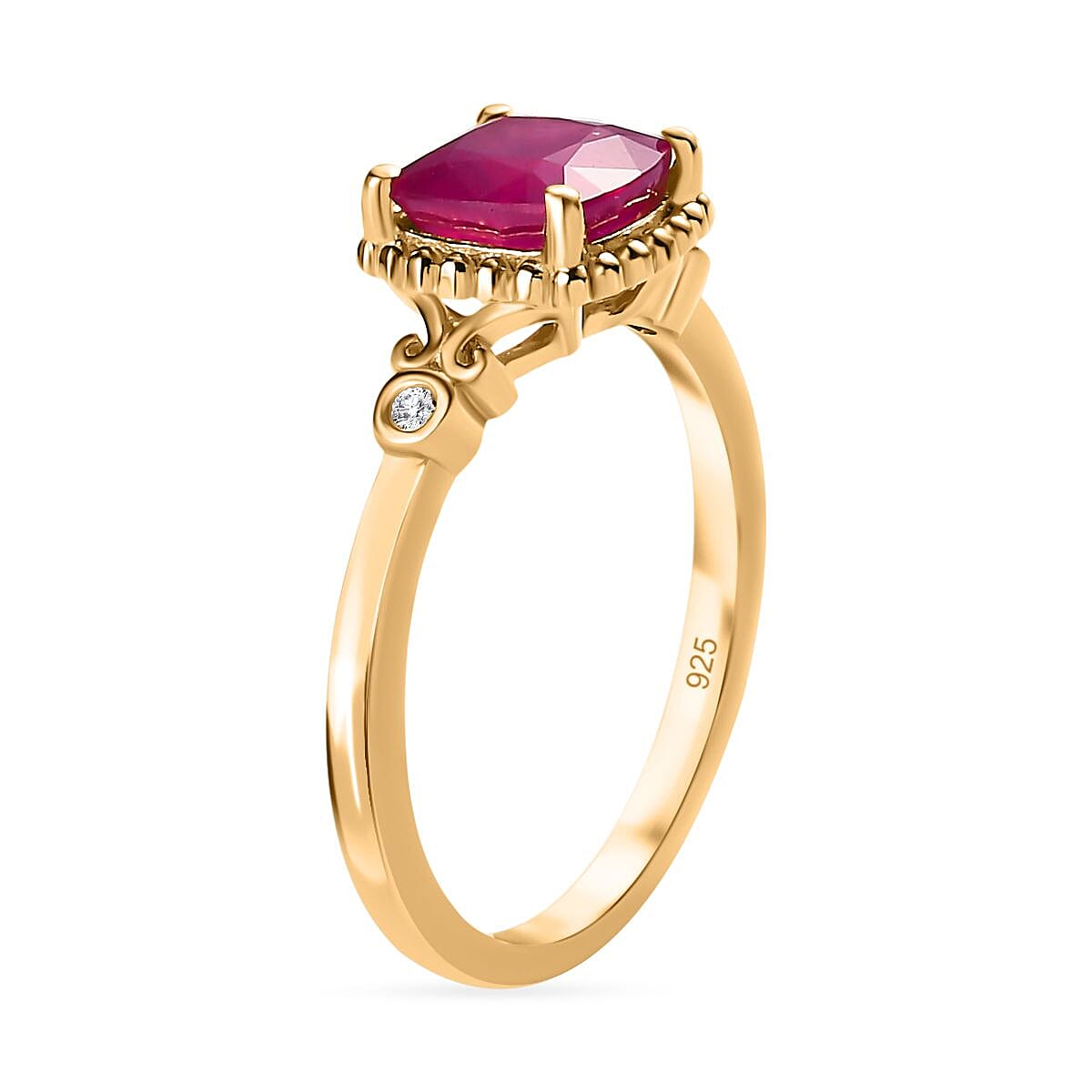 Antique Cushion Cut Premium Ruby and Diamond Ring in 18K Gold Vermeil Sterling Silver 2.32 Ct. 7578406 3