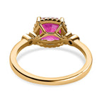 Antique Cushion Cut Premium Ruby & Diamond Ring in 18K Vermeil Yellow Gold Plated Sterling Silver 2.34 Ct.