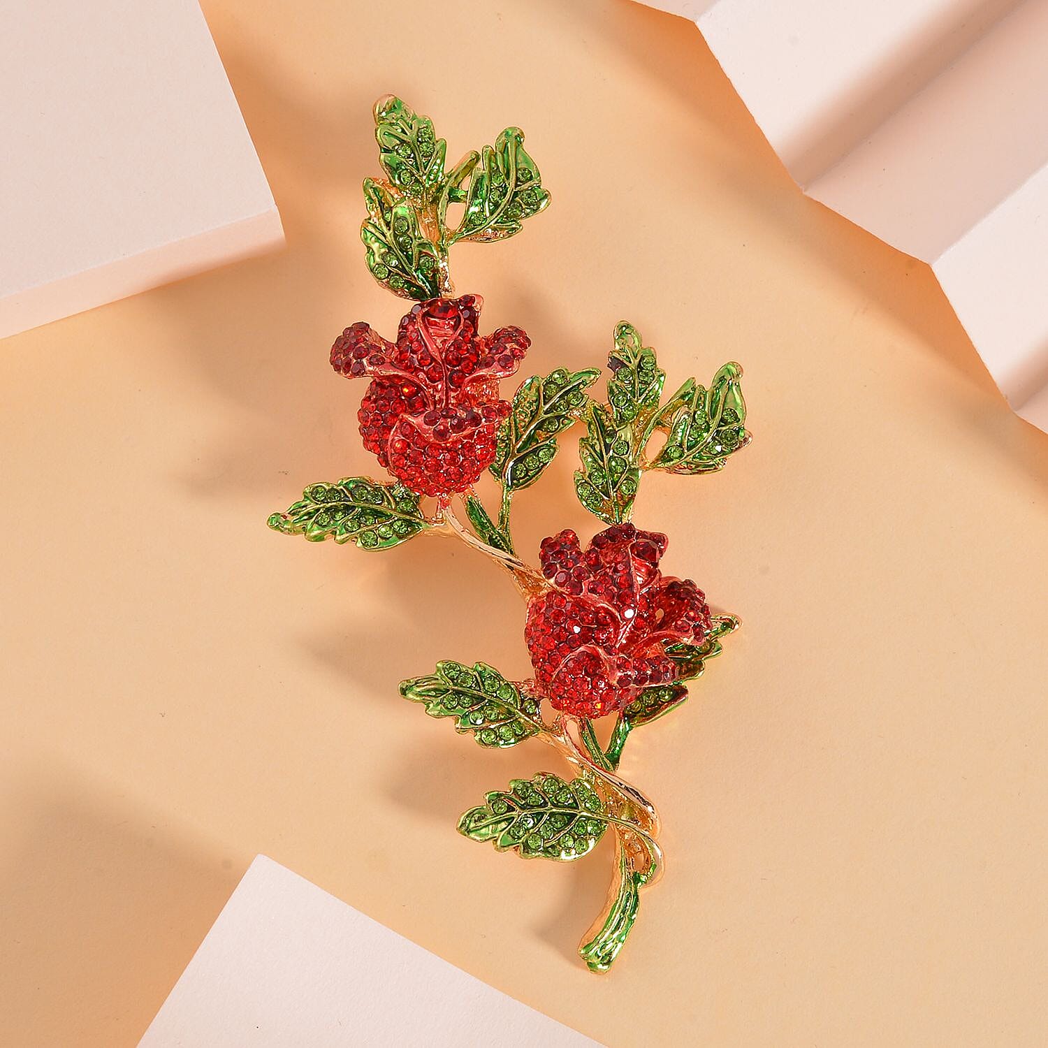 Multi-Coloured Crystal Floral Brooch 7640395 2