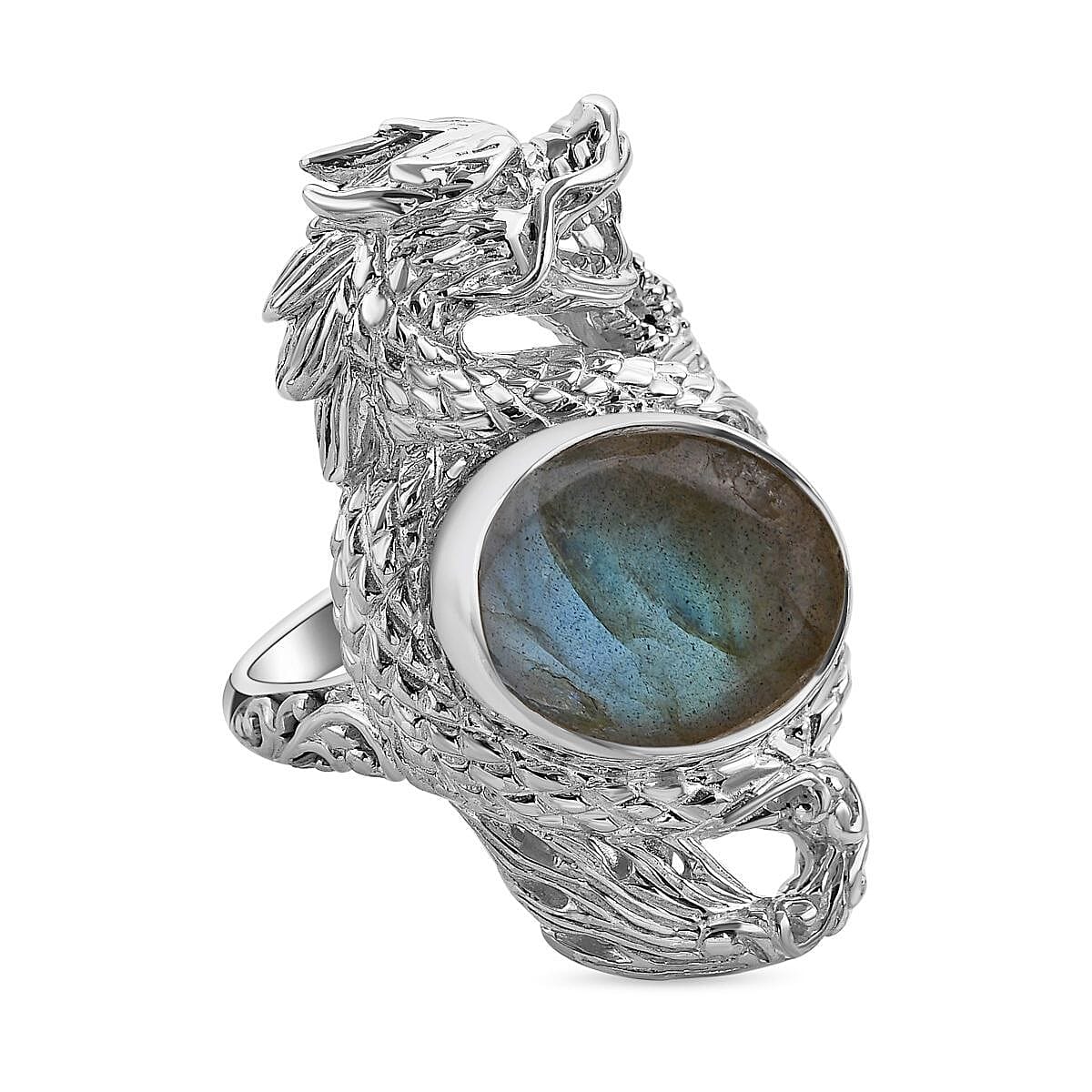 Iconic Collection Royal Bali Collection - Labradorite Solitaire Dragon Ring in Sterling Silver 10.00 Ct 7646270 0