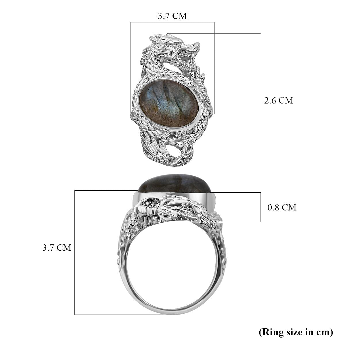 Iconic Collection Royal Bali Collection - Labradorite Solitaire Dragon Ring in Sterling Silver 10.00 Ct 7646270 5