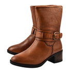 LOTUS - Leather Osmond Heeled Mid-Calf Boots (Size 3) - Tan