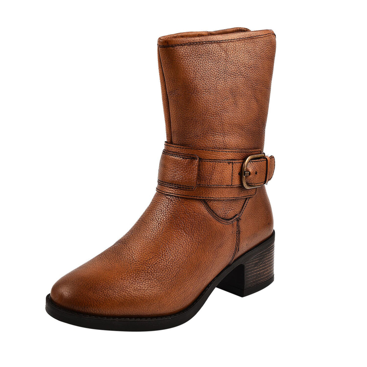 LOTUS - Leather Osmond Heeled Mid-Calf Boots - Tan 7691528 2