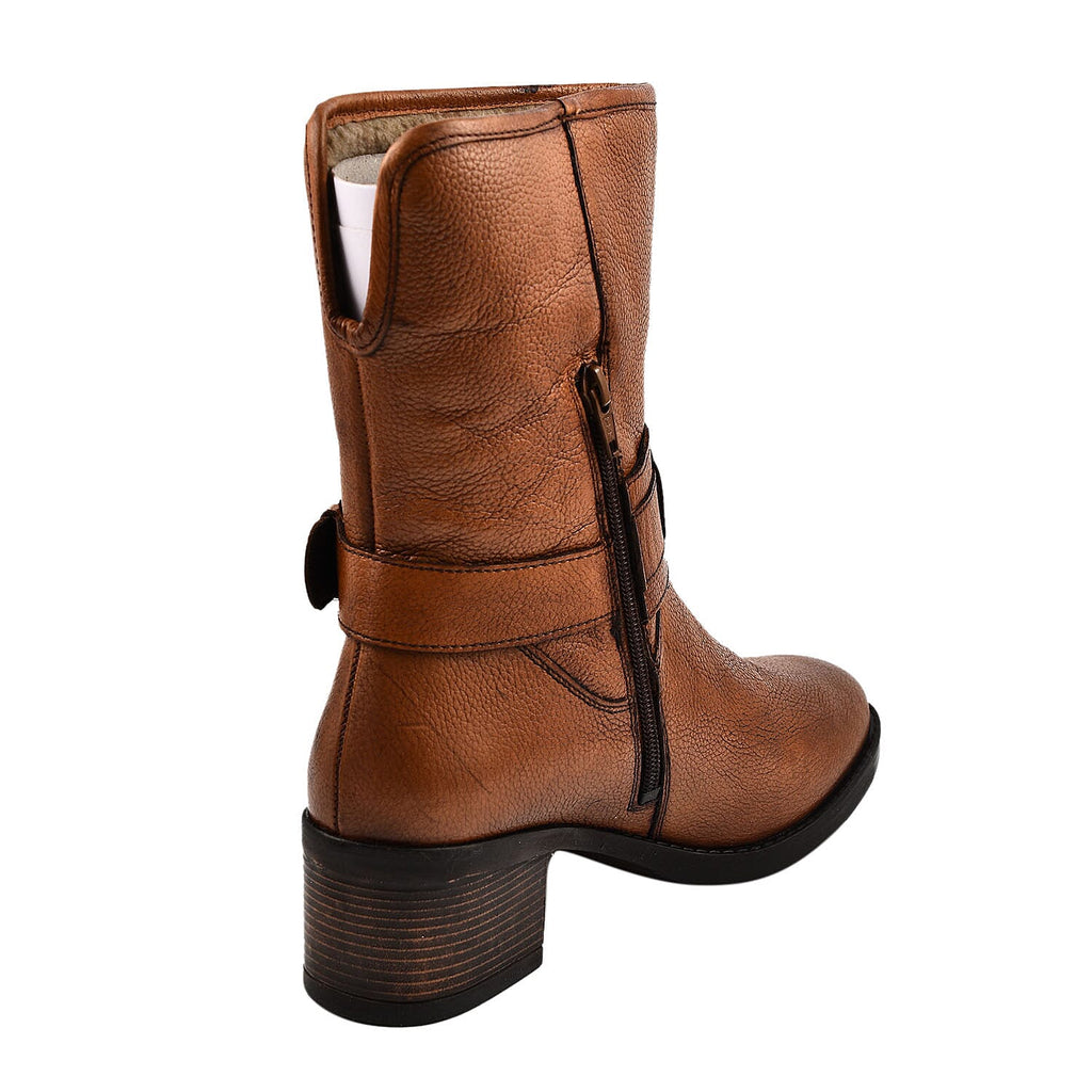 LOTUS - Leather Osmond Heeled Mid-Calf Boots (Size 3) - Tan