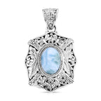 Royal Bali Collection - Larimar Solitaire Pendant in Sterling Silver 6.25 Ct, Silver Wt 8.00 GM