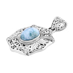Royal Bali Collection - Larimar Solitaire Pendant in Sterling Silver 6.25 Ct, Silver Wt 8.00 GM