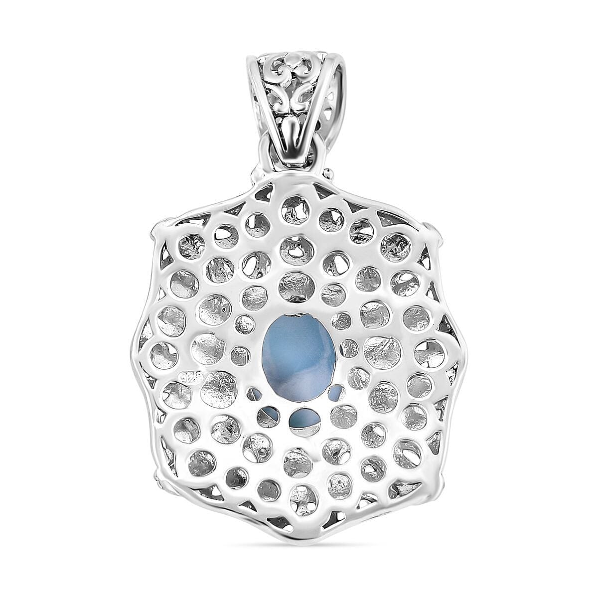 Royal Bali Collection - Larimar Solitaire Pendant in Sterling Silver 6.25 Ct, Silver Wt 8.00 GM 7620625 5