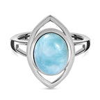 Larimar Solitaire Ring in Platinum Overlay Sterling Silver 3.16 Ct