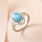 Larimar Solitaire Ring in Platinum Overlay Sterling Silver 3.16 Ct