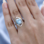 Larimar Solitaire Ring in Platinum Overlay Sterling Silver 3.16 Ct