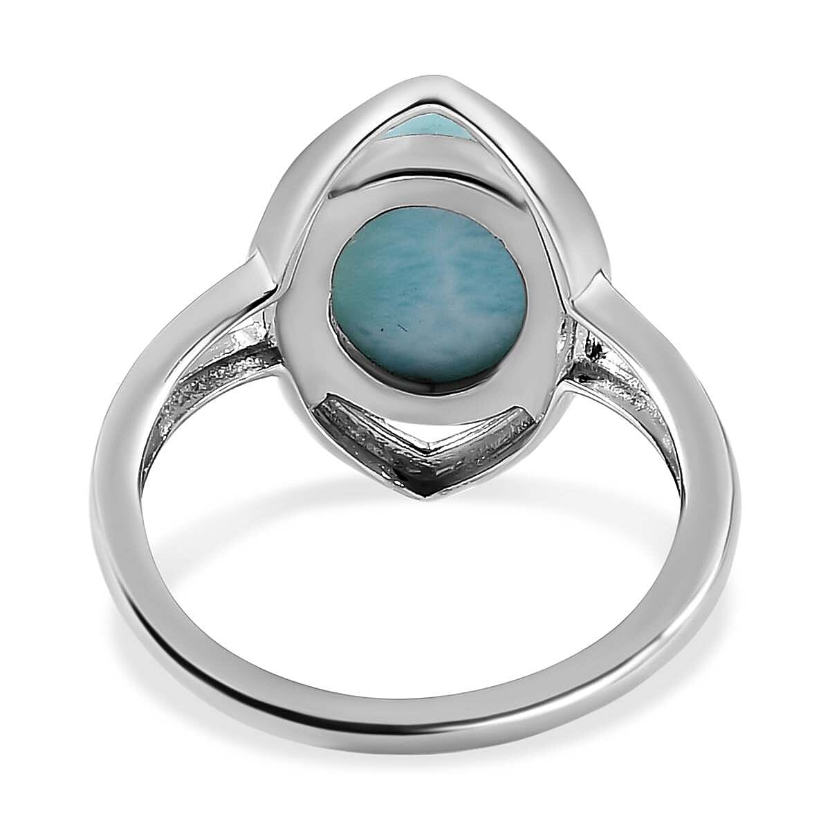 Larimar Solitaire Ring in Platinum Overlay Sterling Silver 3.16 Ct 7580637 4