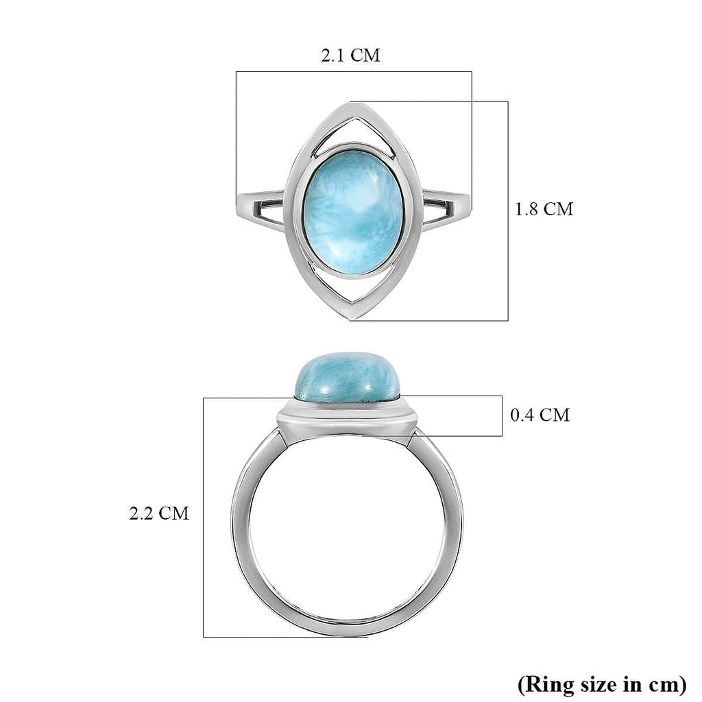 Larimar Solitaire Ring in Platinum Overlay Sterling Silver 3.16 Ct