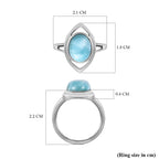 Larimar Solitaire Ring in Platinum Overlay Sterling Silver 3.16 Ct