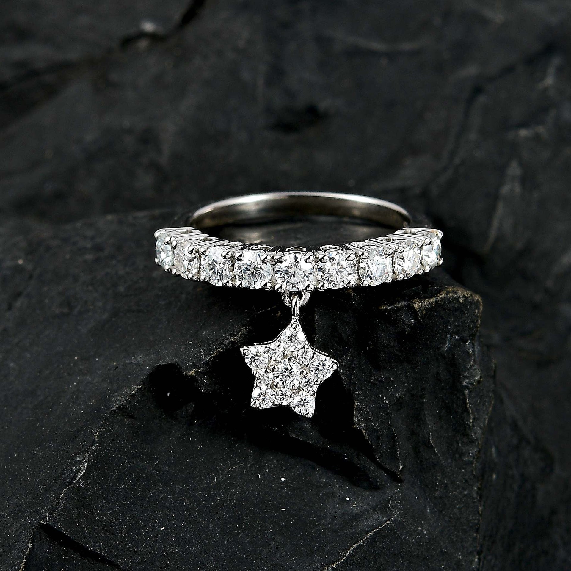 GP- Celestial Dream Collection - Moissanite Ring in Platinum Overlay Sterling Silver 7582551 1