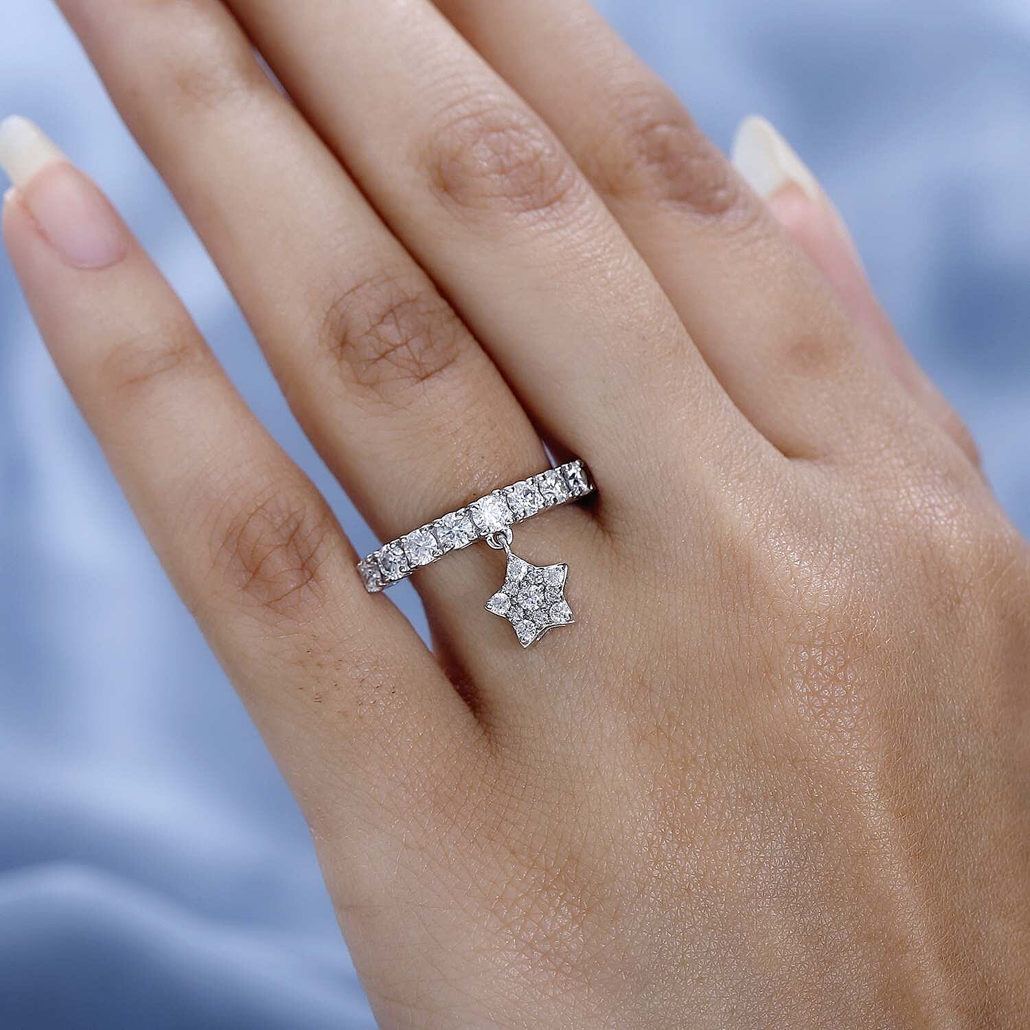 GP- Celestial Dream Collection - Moissanite Ring in Platinum Overlay Sterling Silver 7582551 2