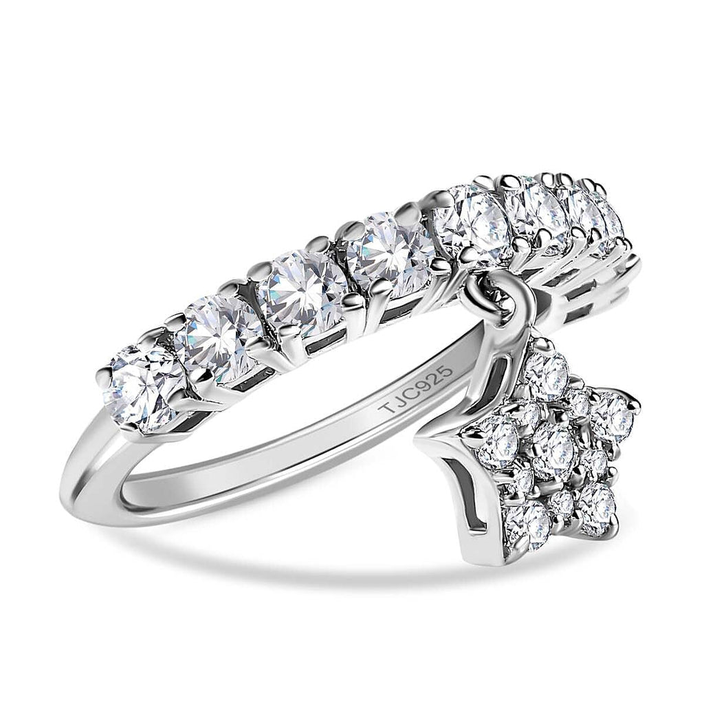 GP- Celestial Dream Collection - Moissanite Ring in Platinum Overlay Sterling Silver