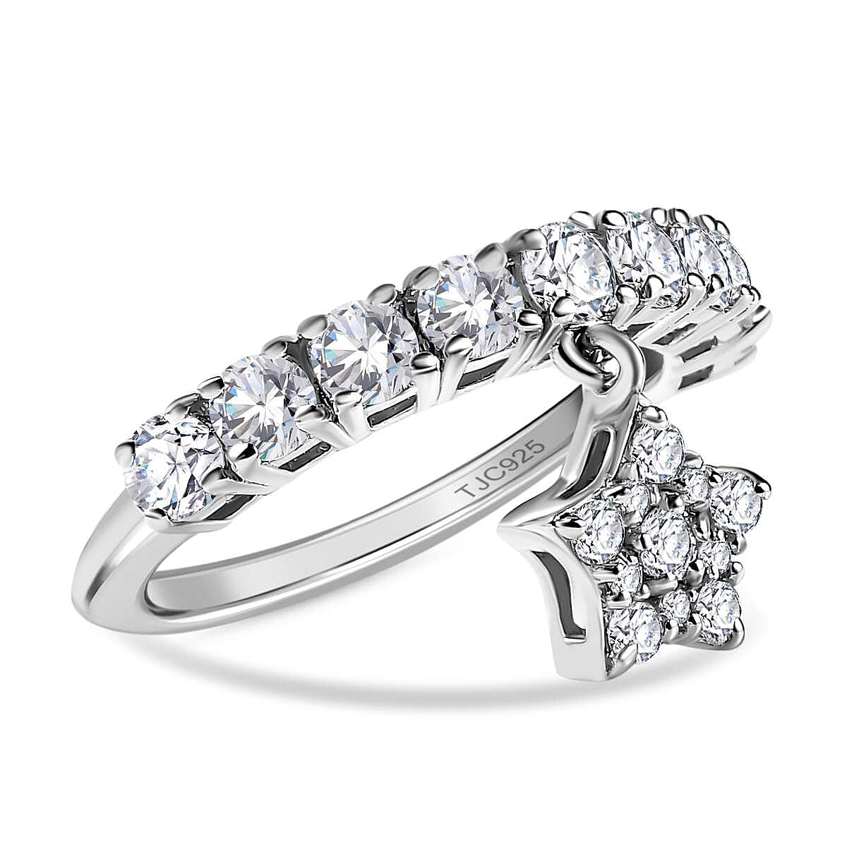 GP- Celestial Dream Collection - Moissanite Ring in Platinum Overlay Sterling Silver 7582551 3