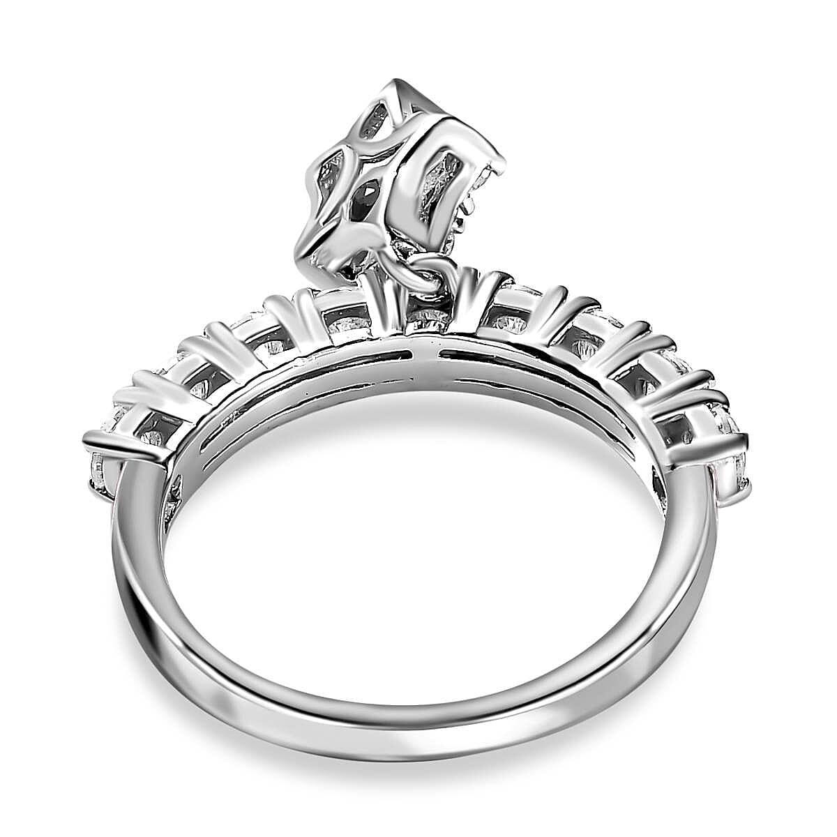 GP- Celestial Dream Collection - Moissanite Ring in Platinum Overlay Sterling Silver 7582551 4
