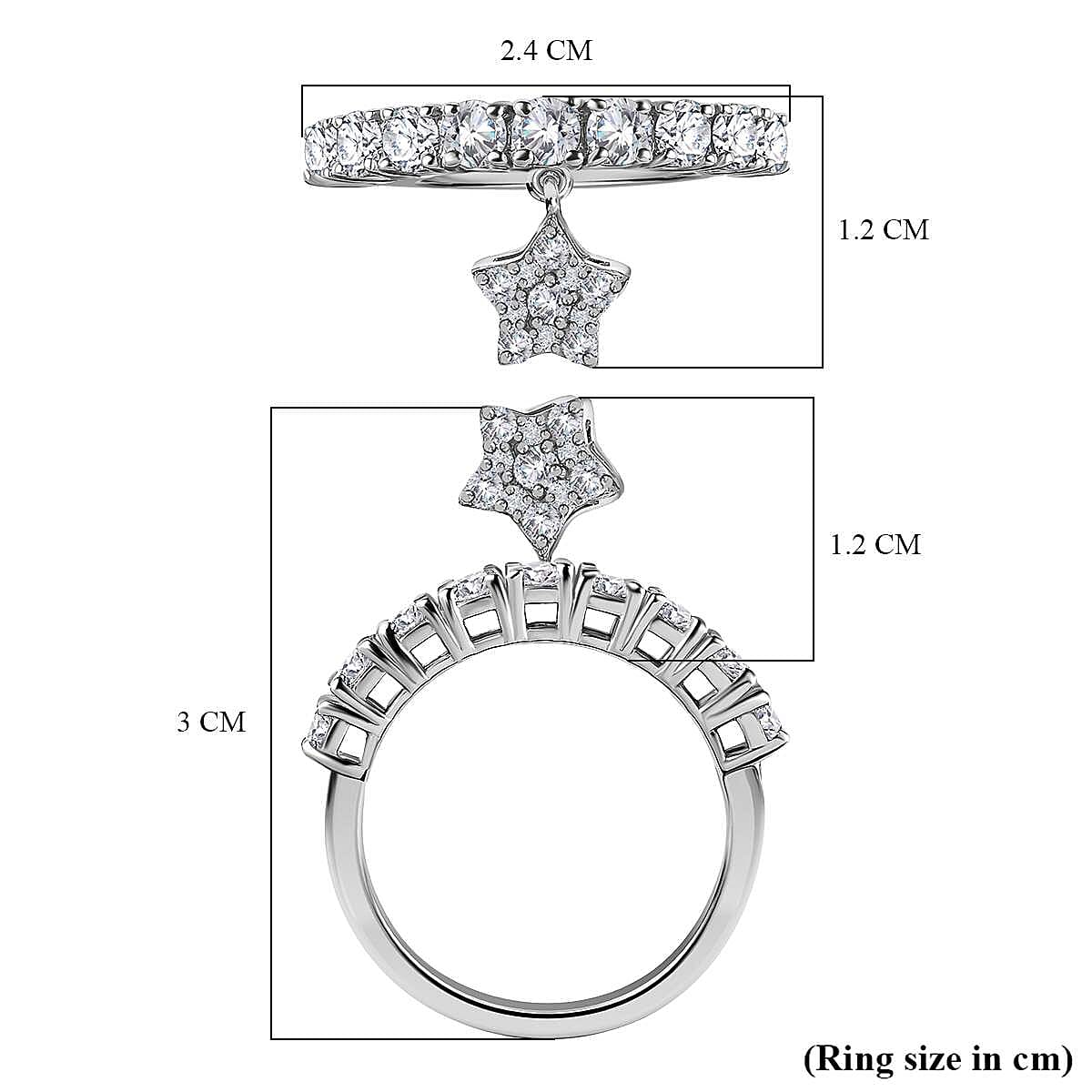 GP- Celestial Dream Collection - Moissanite Ring in Platinum Overlay Sterling Silver 7582551 5