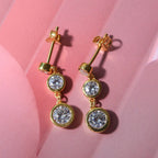 Moissanite Dangle Earrings in Vermeil Yellow Gold Plated Sterling Silver 1.55 Ct
