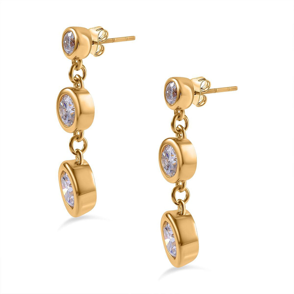 Moissanite Dangle Earrings in Vermeil Yellow Gold Plated Sterling Silver 1.55 Ct