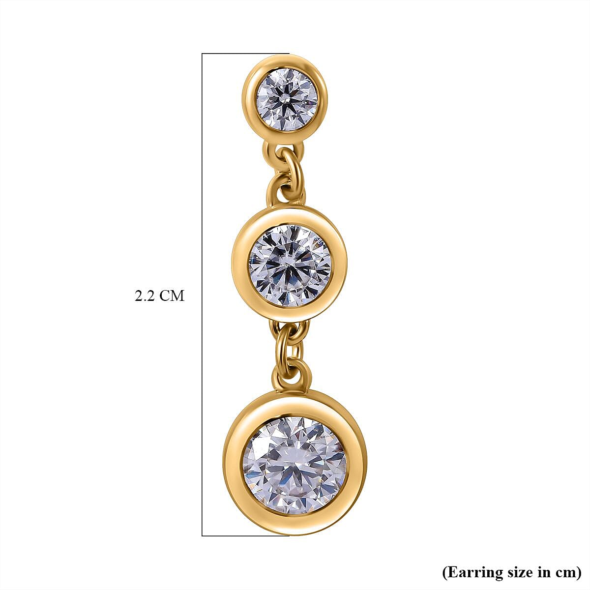 Moissanite Dangle Earrings in Vermeil Yellow Gold Plated Sterling Silver 1.55 Ct 7582719 5