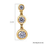 Moissanite Dangle Earrings in Vermeil Yellow Gold Plated Sterling Silver 1.55 Ct