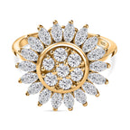 Moissanite Floral Ring in 18K Yellow Gold Vermeil Plated Sterling Silver 1.54 Ct.