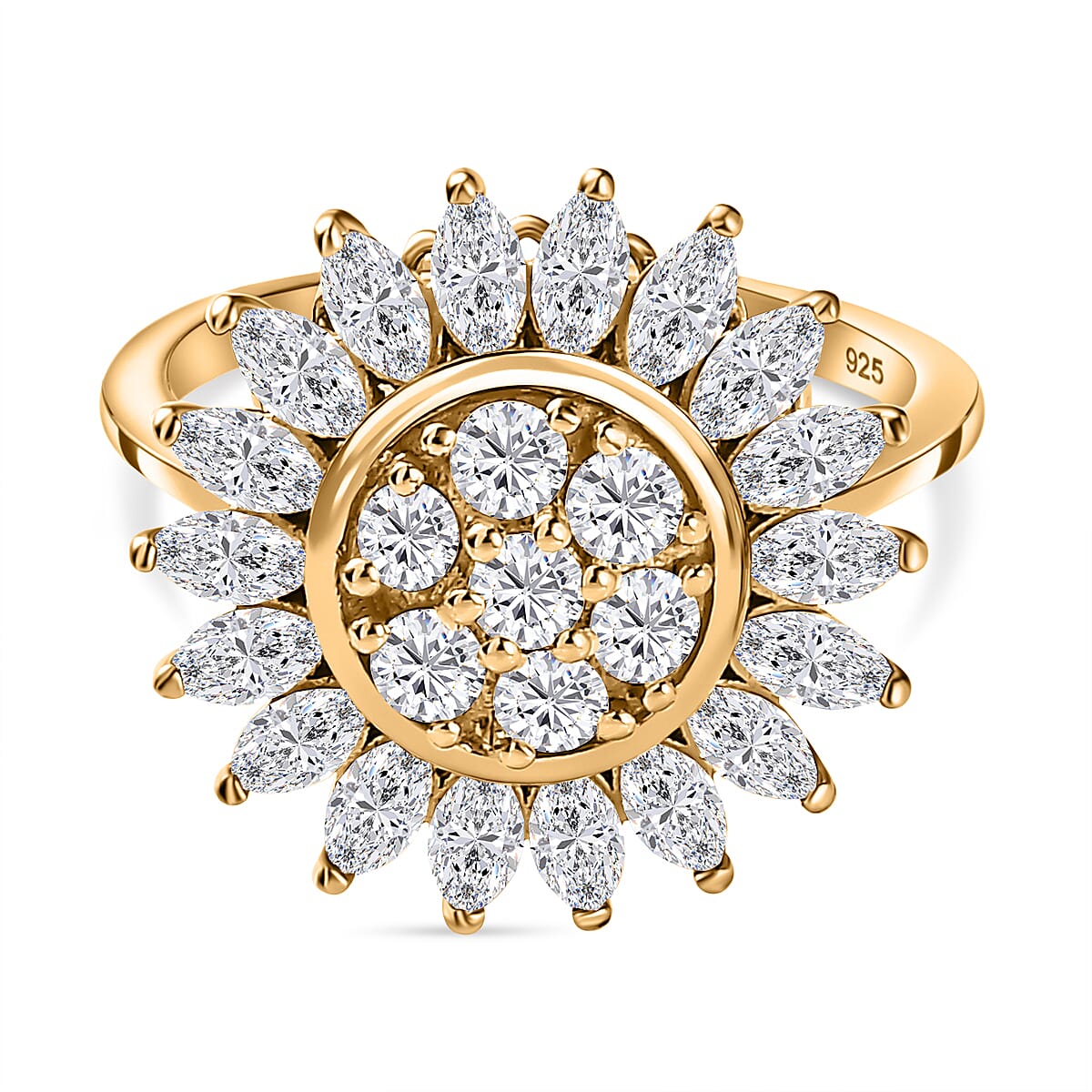 Moissanite Floral Spinner Ring in 18K Vermeil Yellow Gold Plated Sterling Silver 7618106 0