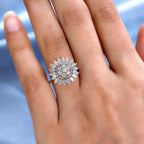 Moissanite Floral Ring in 18K Yellow Gold Vermeil Plated Sterling Silver 1.54 Ct.