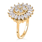 Moissanite Floral Ring in 18K Yellow Gold Vermeil Plated Sterling Silver 1.54 Ct.