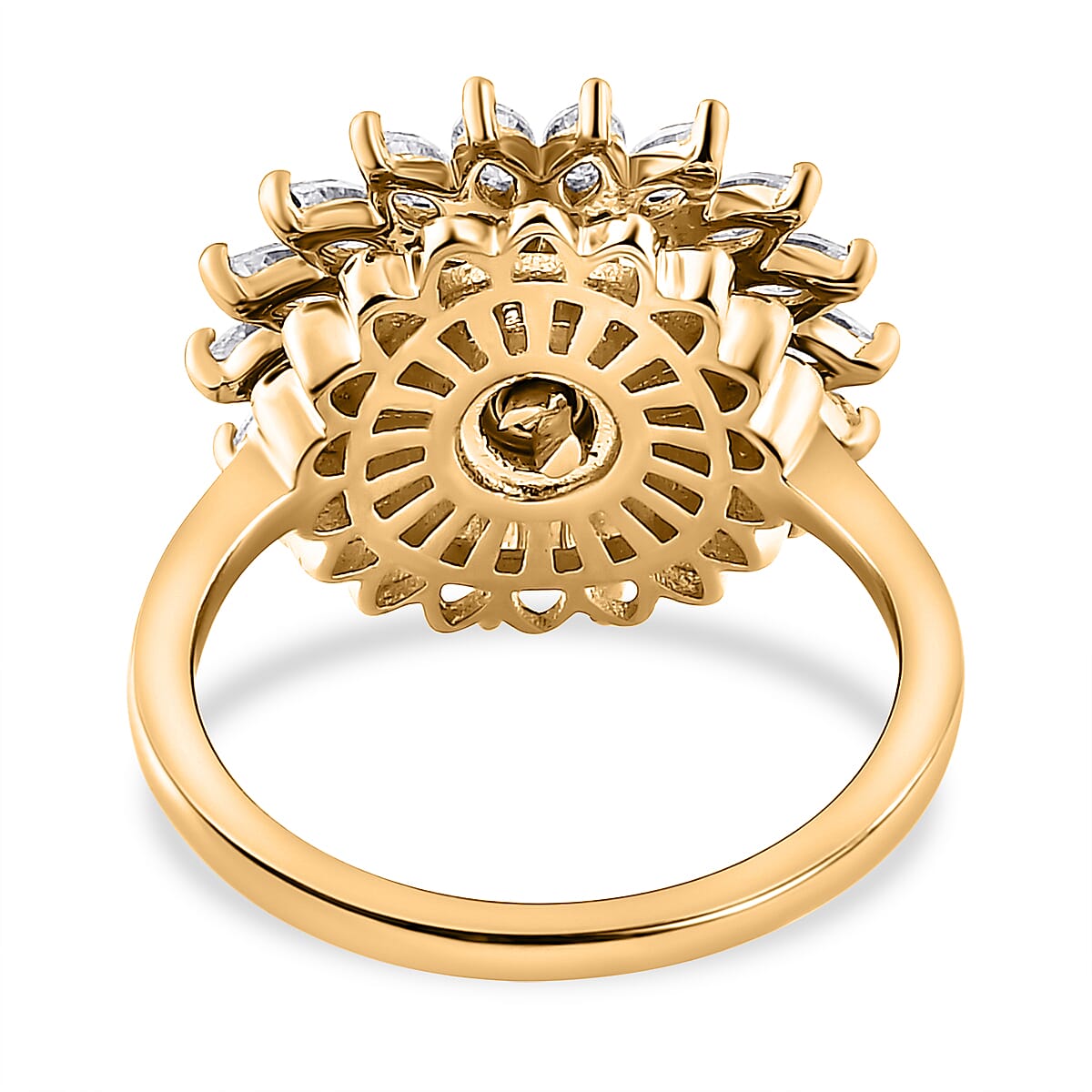 Moissanite Floral Spinner Ring in 18K Vermeil Yellow Gold Plated Sterling Silver 7618106 4