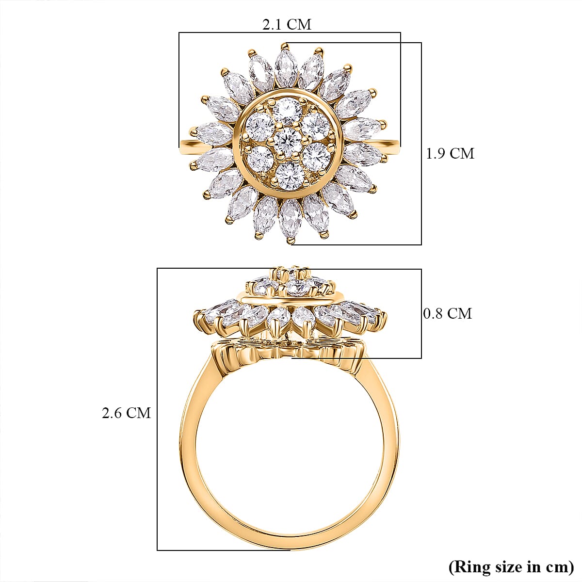 Moissanite Floral Spinner Ring in 18K Vermeil Yellow Gold Plated Sterling Silver 7618106 5