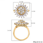 Moissanite Floral Ring in 18K Yellow Gold Vermeil Plated Sterling Silver 1.54 Ct.