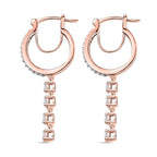Moissanite Hoop Earrings in 18K Rose Gold Vermeil Plated Sterling Silver 1.26 Ct, Silver Wt 5.31 GM