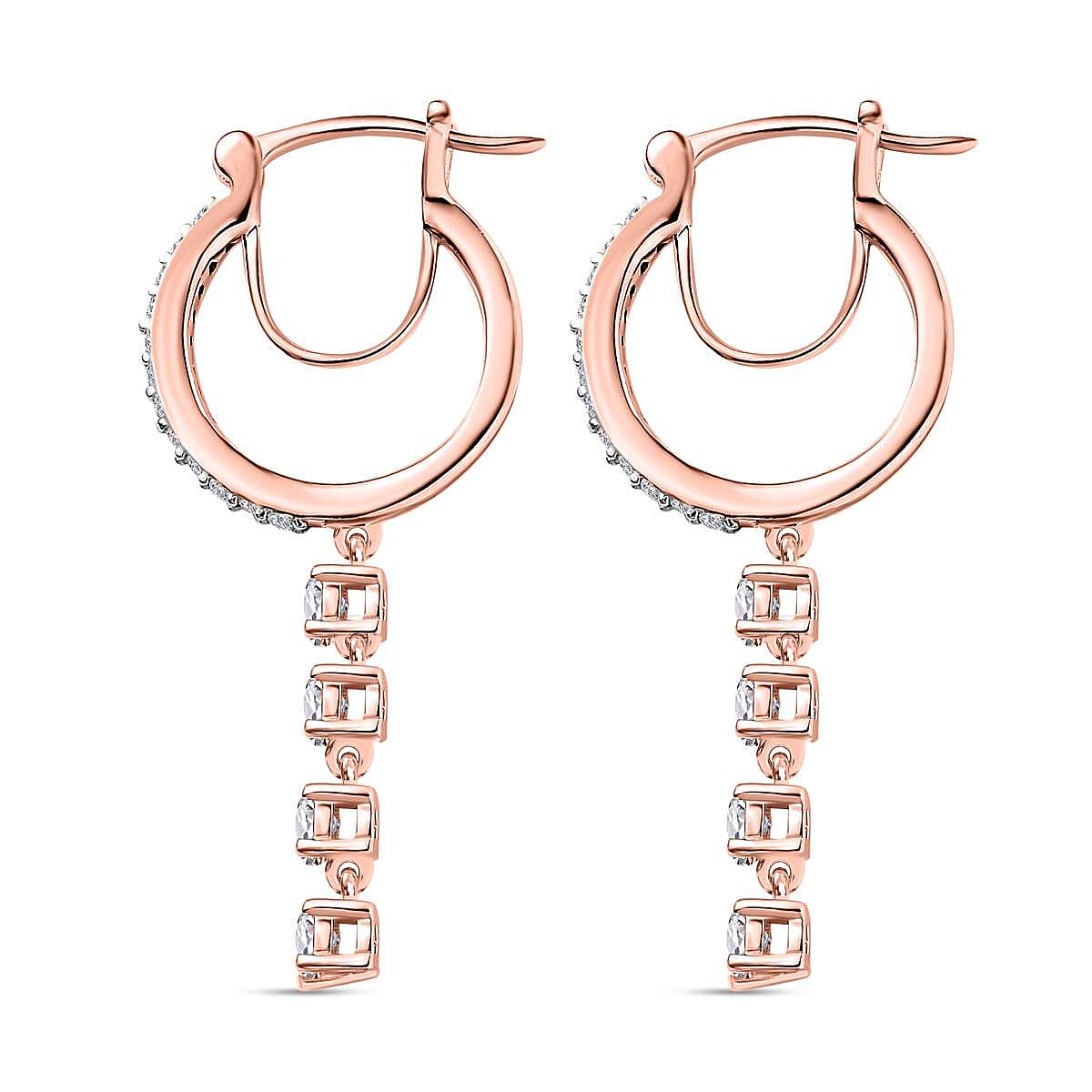Moissanite J Hoop Half Hoop Earring in 18K Vermeil Rose Gold Plated Sterling Silver 7591553 3